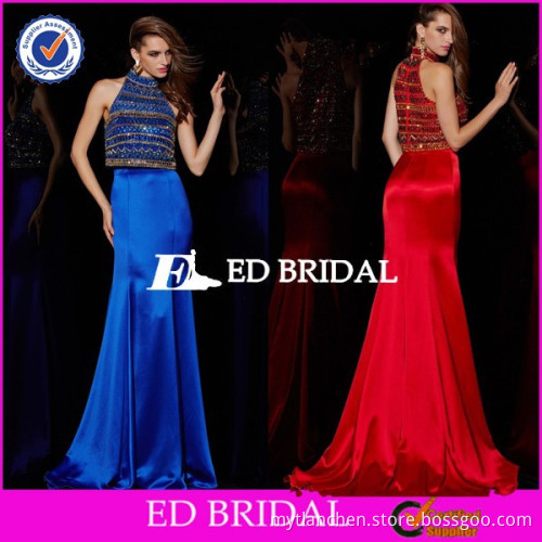 ZA003 Fashionable Design High Neck Heavy Beaded Two Piece Mermaid Evening Dress Wholesale